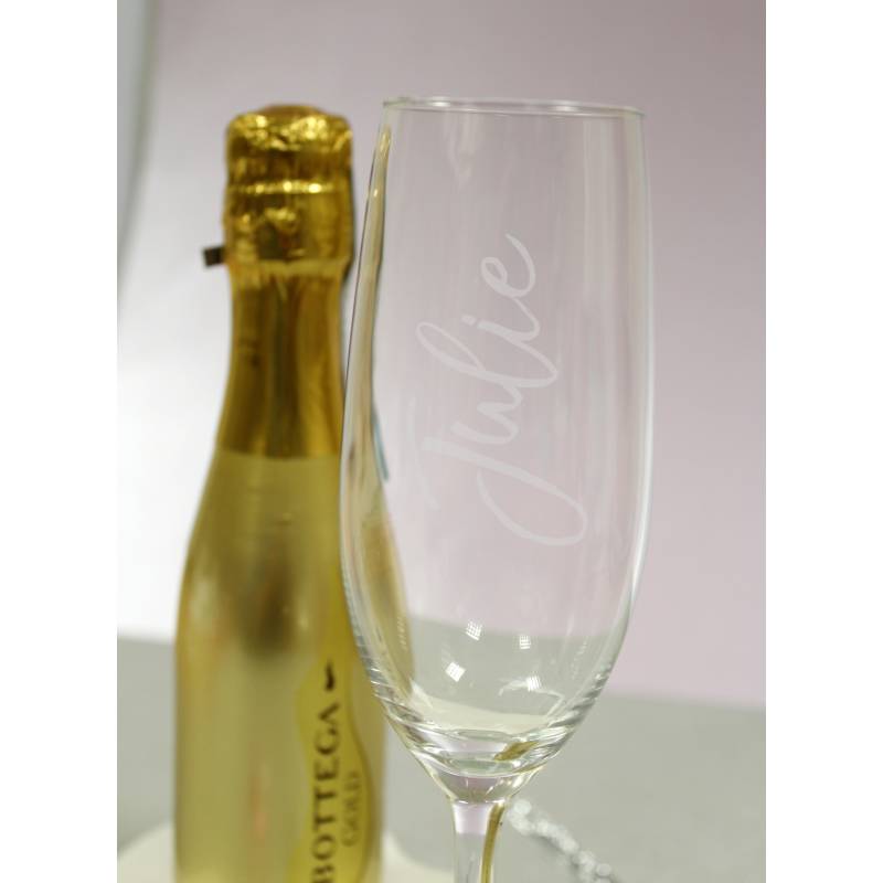 Personalised Name Only Flute & Mini Gold Bottega Prosecco Set