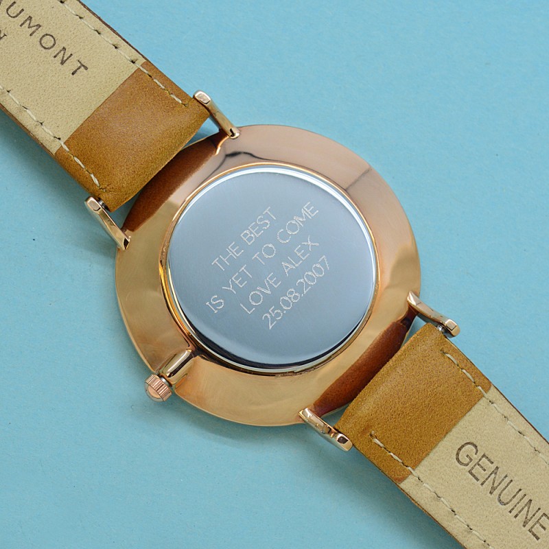 Vintage Personalised Leather Watch in Camel